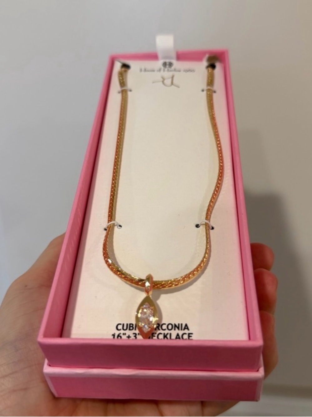 House of Harlow 1960 Rose Gold Pendant Necklace with Teardrop Crystal